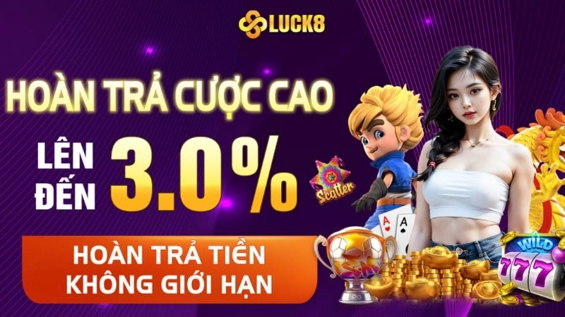 Hoàn trả cược cao lên đến 3.0% - Hoàn trả tiền không giới hạn